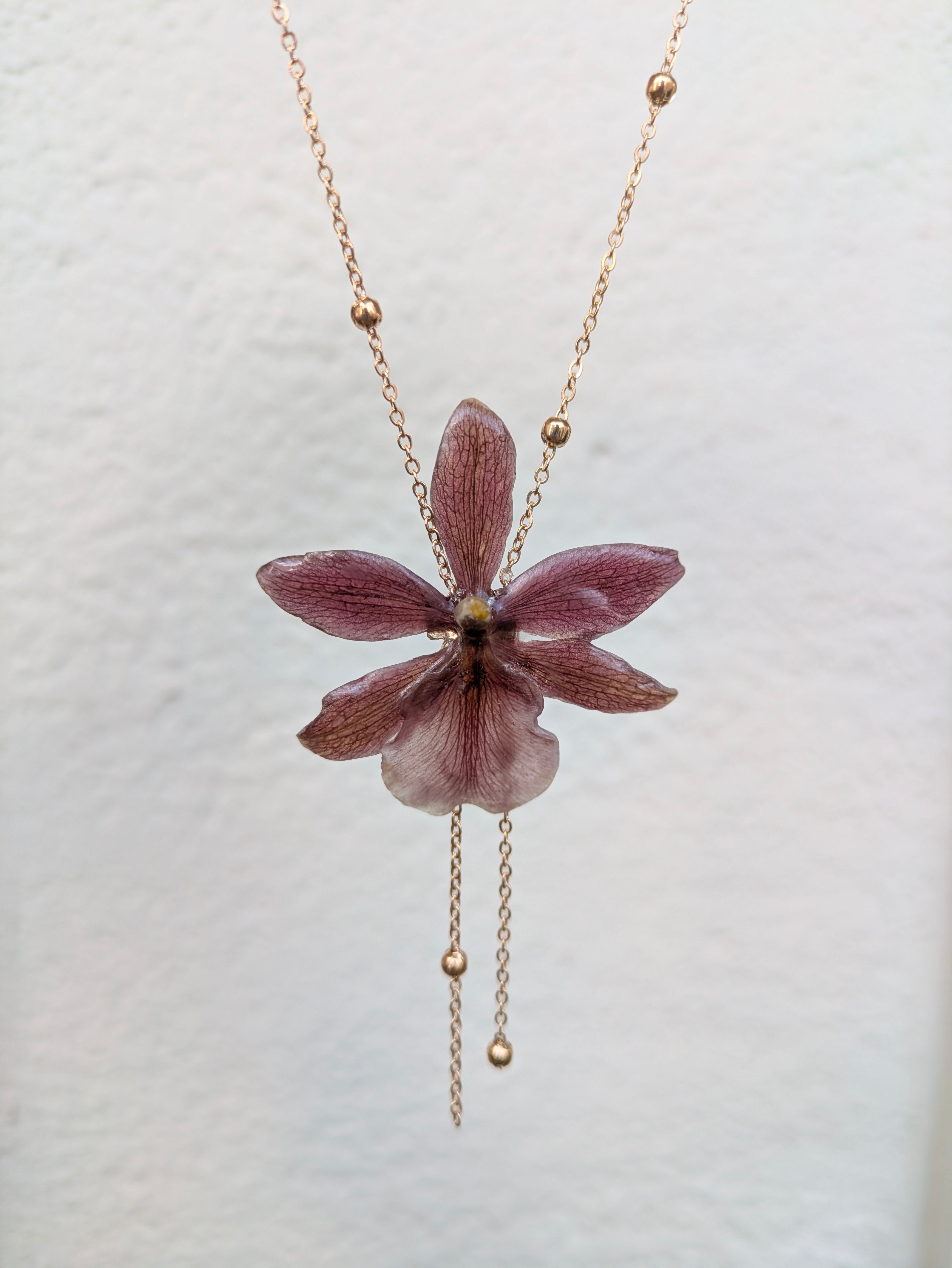 Cherry Orchid Necklaces