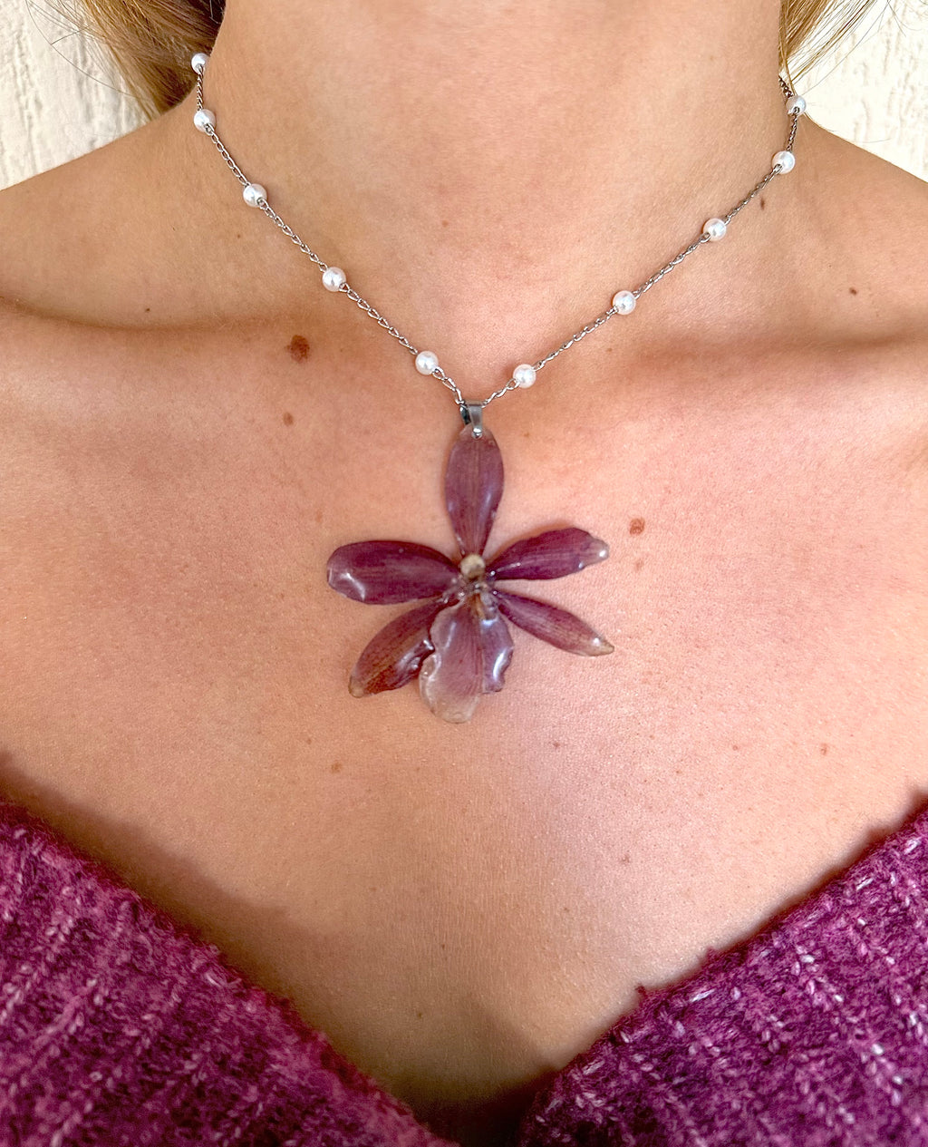 Cherry Orchid Necklaces