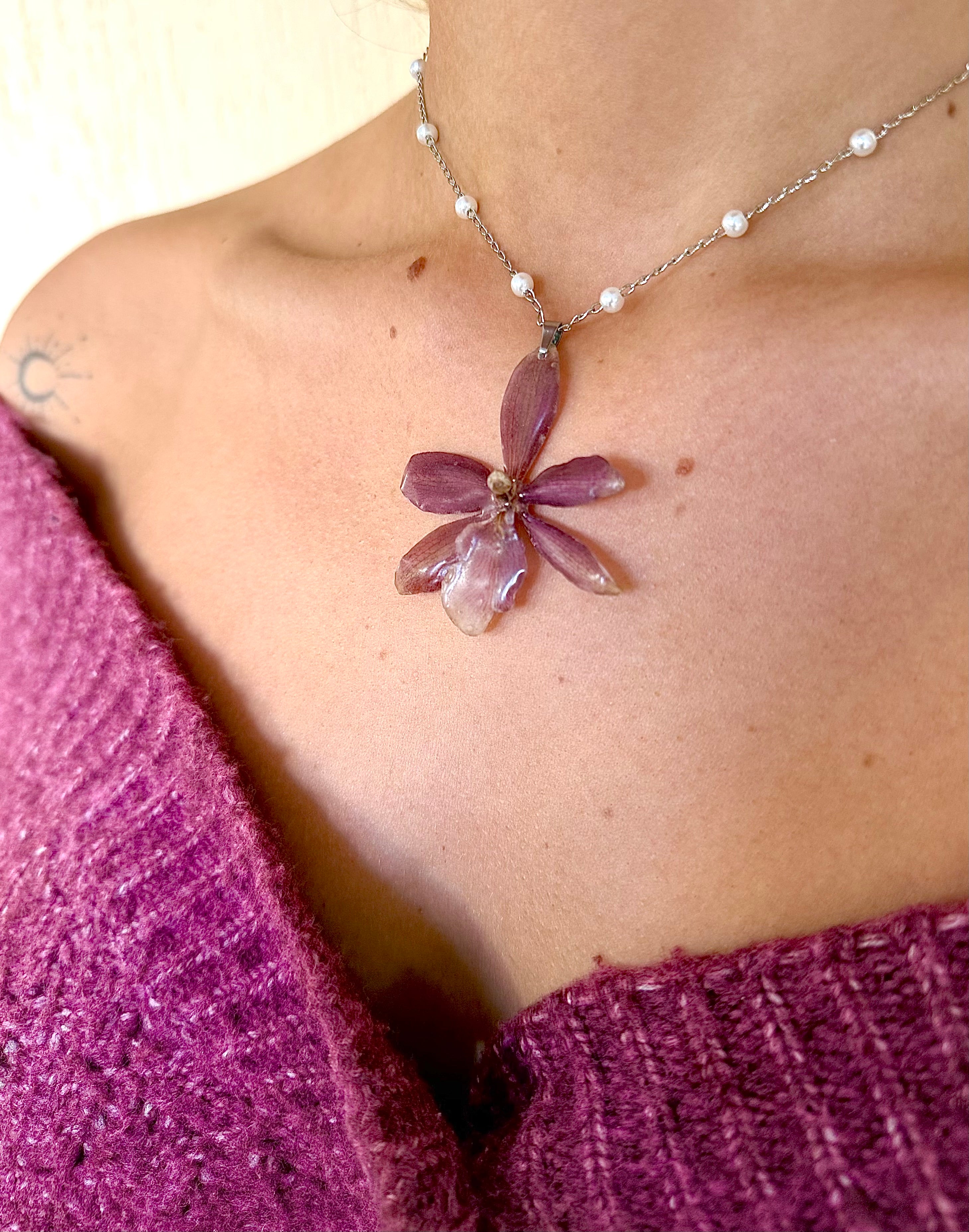 Cherry Orchid Necklaces