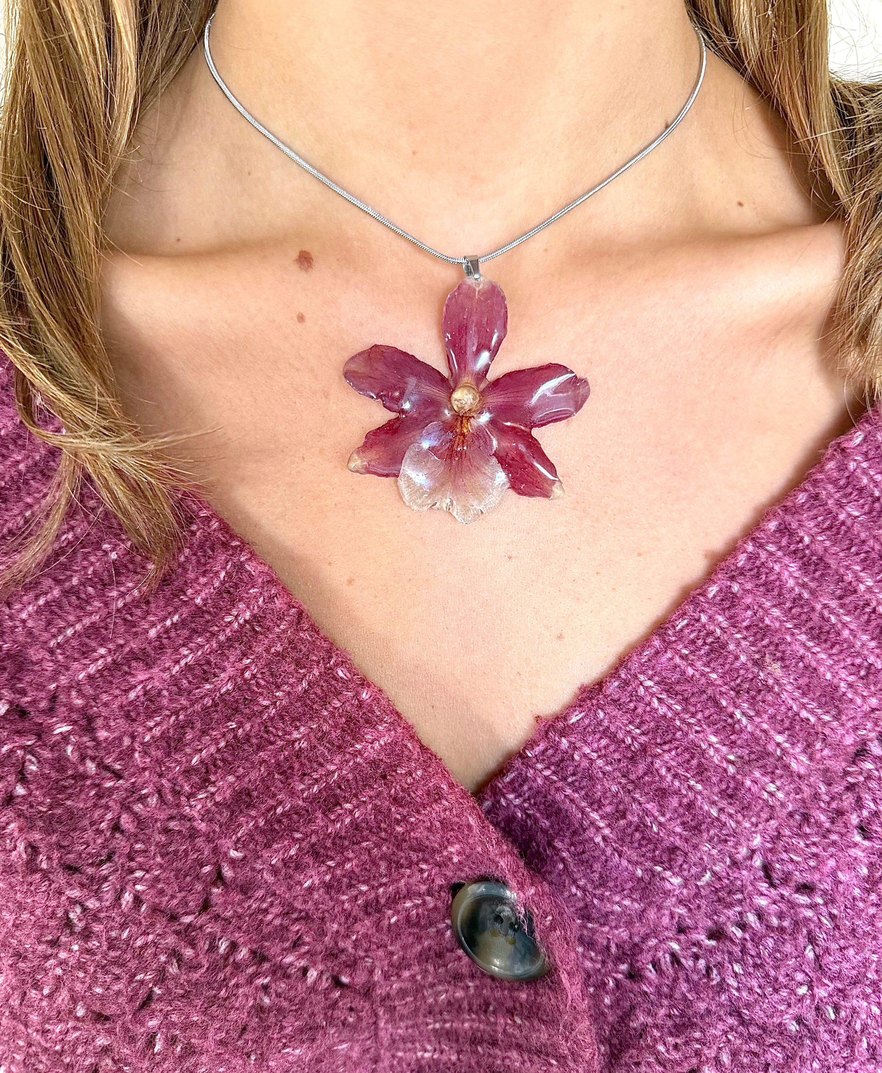 Cherry Orchid Necklaces