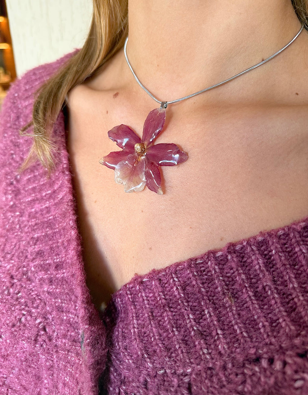 Cherry Orchid Necklaces