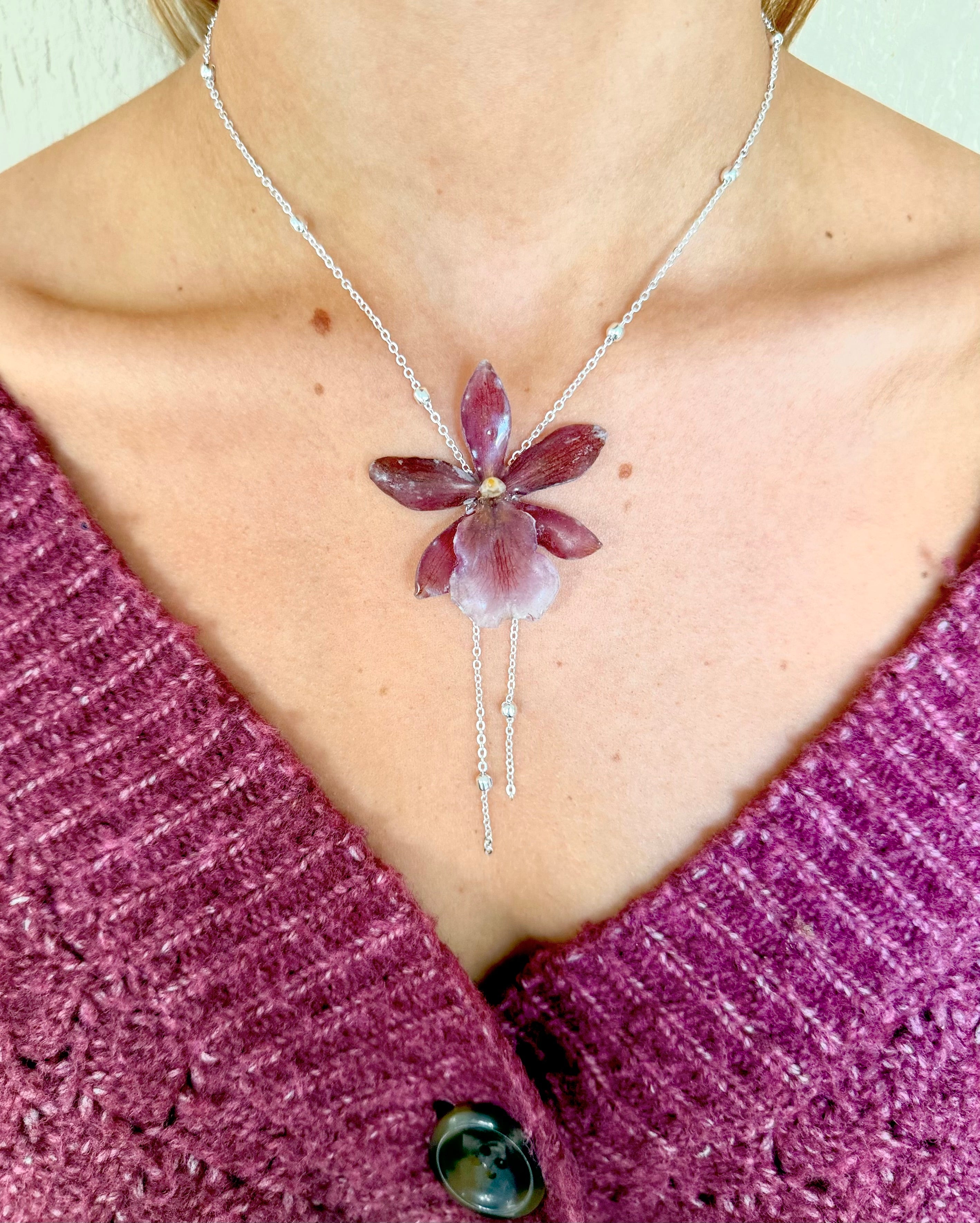 Cherry Orchid Necklaces
