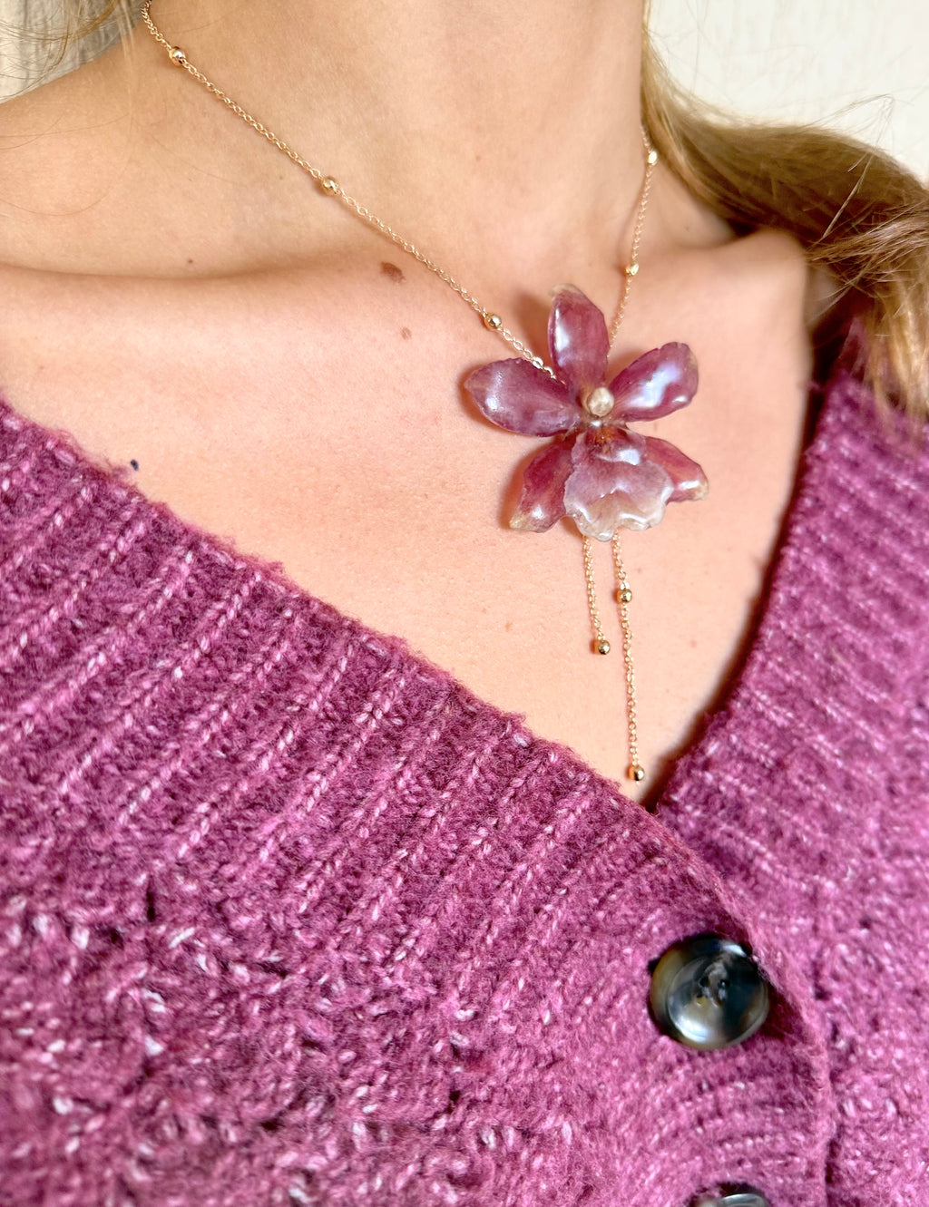 Cherry Orchid Necklaces